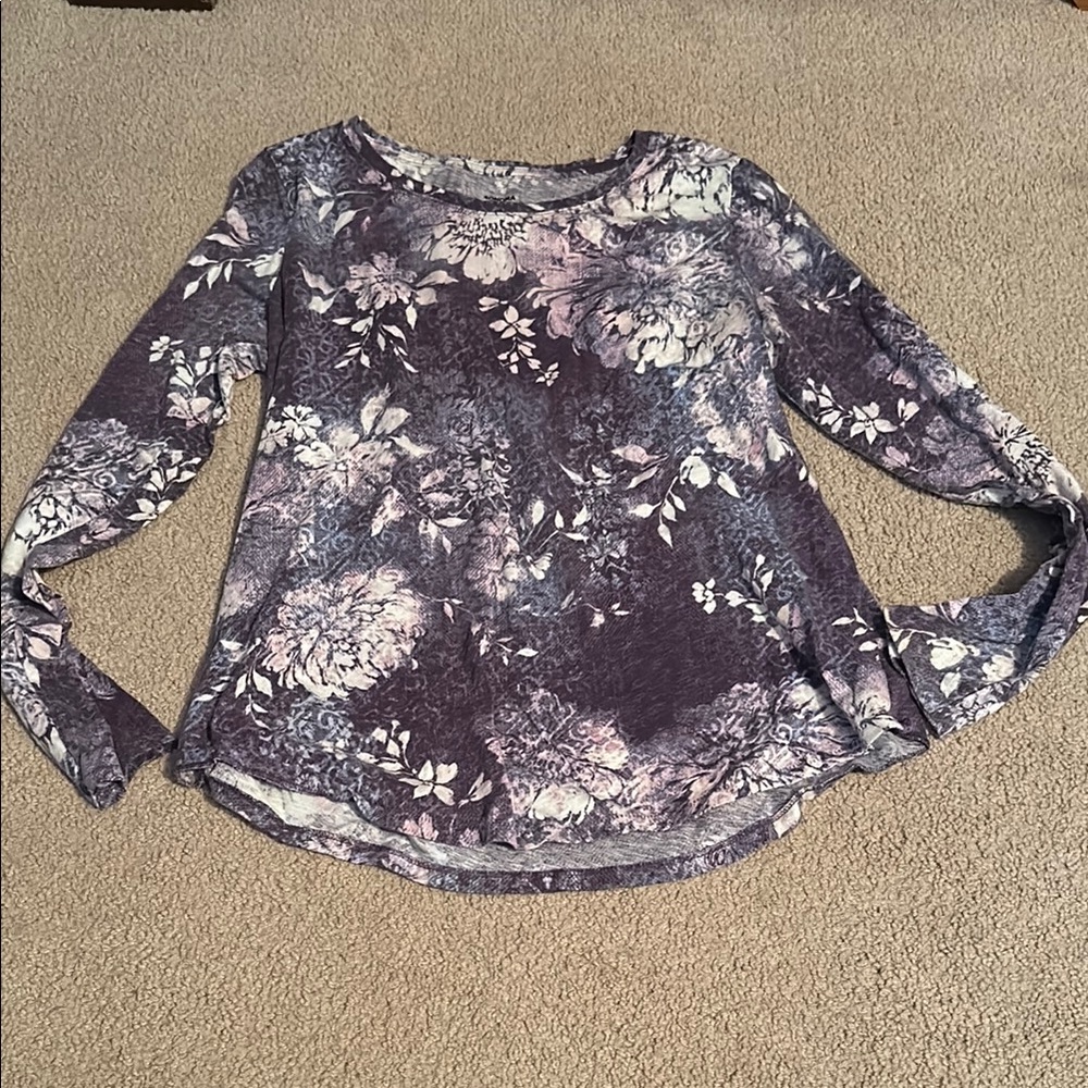 Sonoma Purple Floral Long Sleeve Tee